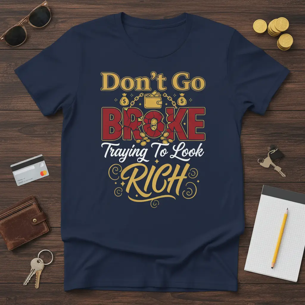 Don’t Go Broke Traying to Look Rich Funny Quote T-Shirt