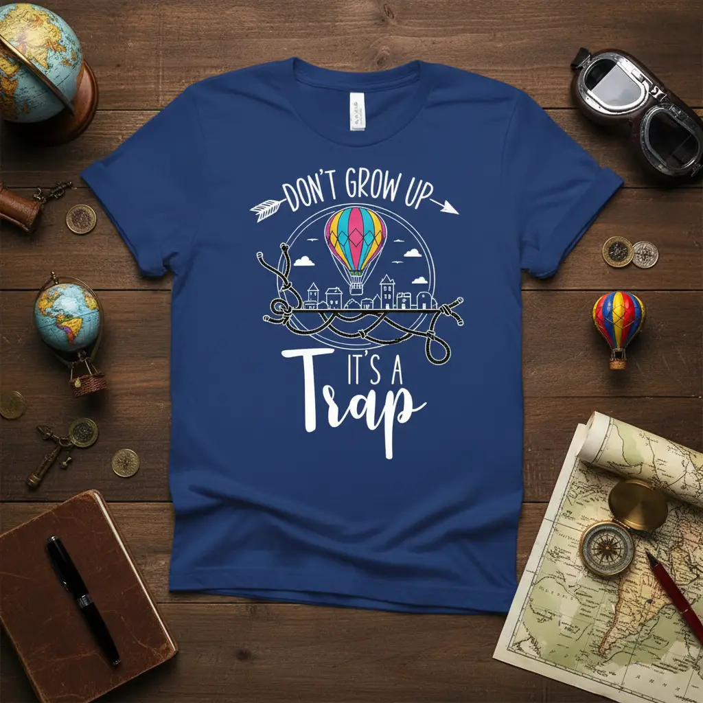 Don’t Grow Up It’s a Trap T-Shirt Funny Adventure Quote