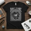 Black t-shirt with white "DON'T PANIC LIFE UNIVERSE 42 EVERYTHING" text and a Venn diagram illustrating the answer to life