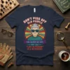 Don't Piss Off Old People quote t-shirt with a retro graphic of an older woman wearing sunglasses