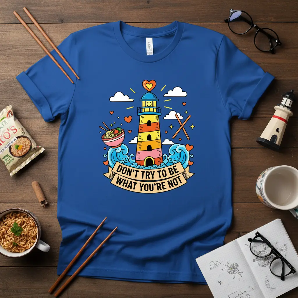 Don’t Try to Be What You’re Not Lighthouse Quote T-Shirt