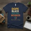 Dope Black Social Worker T-Shirt with "Black Excellence on Display" text and a globe graphic with hands