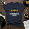 Navy t-shirt with "Dreadnot928 Podcast" text and Rasta-colored equalizer graphic with headphones