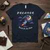 DREAMER Reach for the Stars bold graphic design printed on comfortable cotton t-shirt