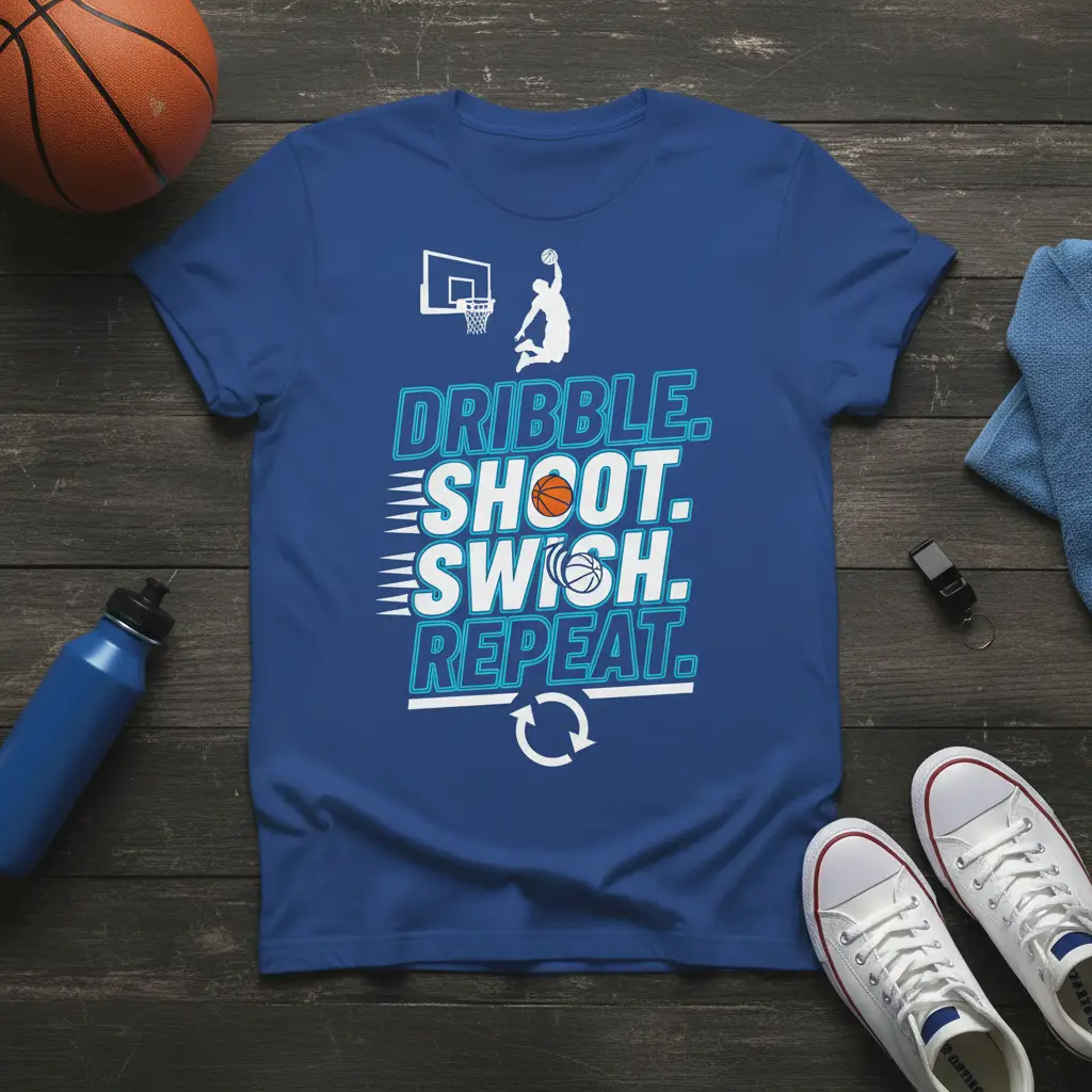 Dribble Shoot Swish Repeat Basketball T-Shirt Gift