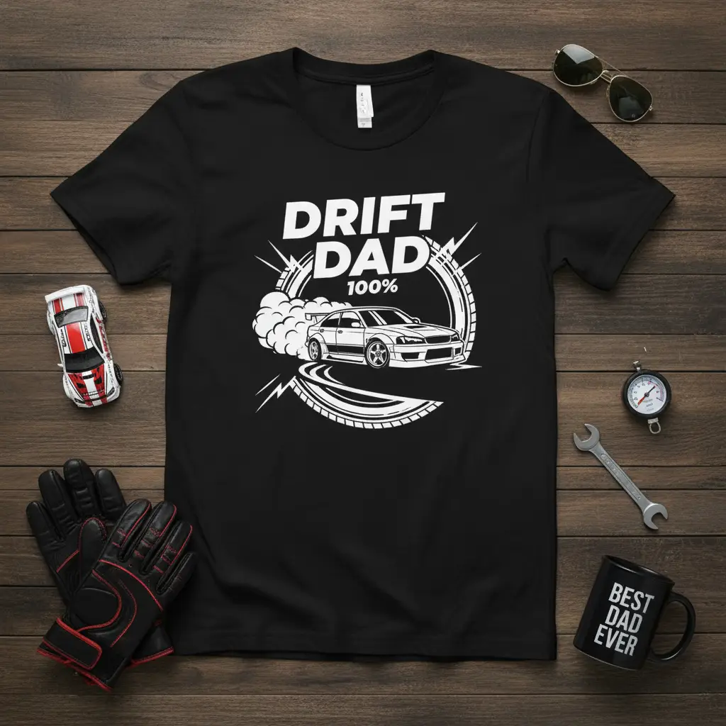 Drift Dad 100% T-Shirt Gift for Car Enthusiast Dads