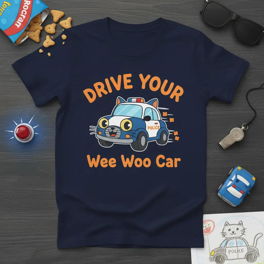 Drive Your Wee Woo Car Funny Police Cat T-Shirt