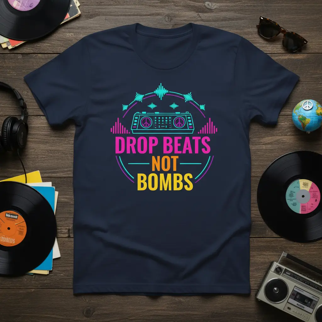 Drop Beats Not Bombs Dj Music Quote T-Shirt for Party Lovers