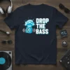 Drop The Bass t-shirt with blue speaker and explosion graphic, perfect for DJs and music lovers