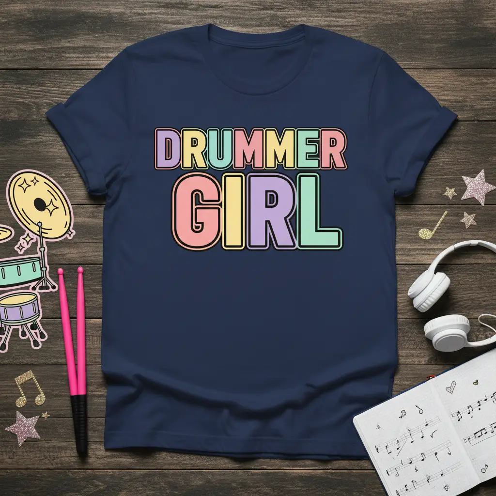 Drummer Girl T-Shirt Cool Gift for Music Lovers