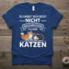 German phrase "Du kannst mich nicht nicht erschrecken ich habe Katzen" with two cats and banner graphic on a blue