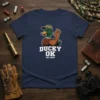 Ducky OK Est. 2024 T-Shirt featuring a mallard duck wearing a camouflage hat giving an OK sign, with bold white