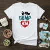 White t-shirt with "DUMP HIM" text above a red broken heart graphic and a fist breaking a padlock