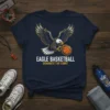 Eagle basketball design with text "EAGLE BASKETBALL DOMINATE THE COURT" and an eagle holding a basketball