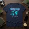Earth Hour Turn Off Tune In t-shirt design with planet graphic and slogan