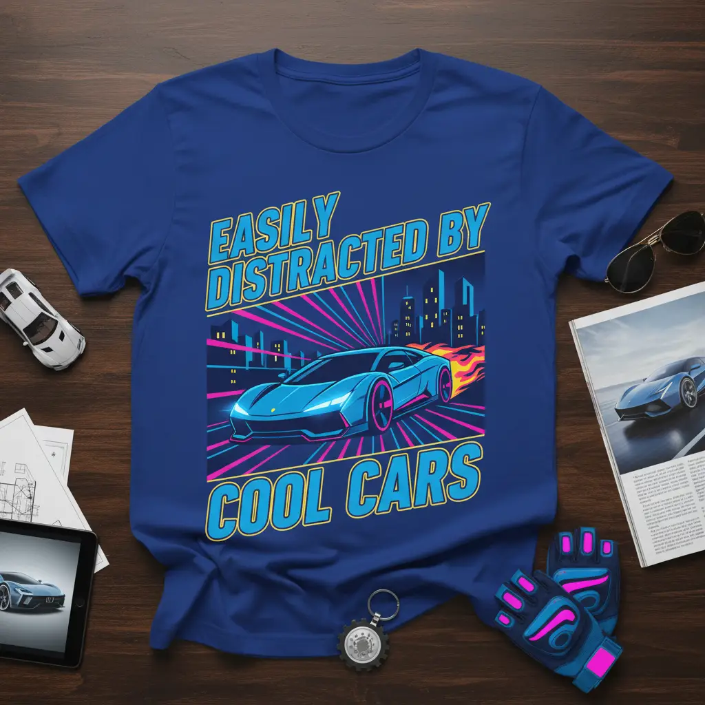 Easily Distracted by Cool Cars Graphic T-Shirt Gift