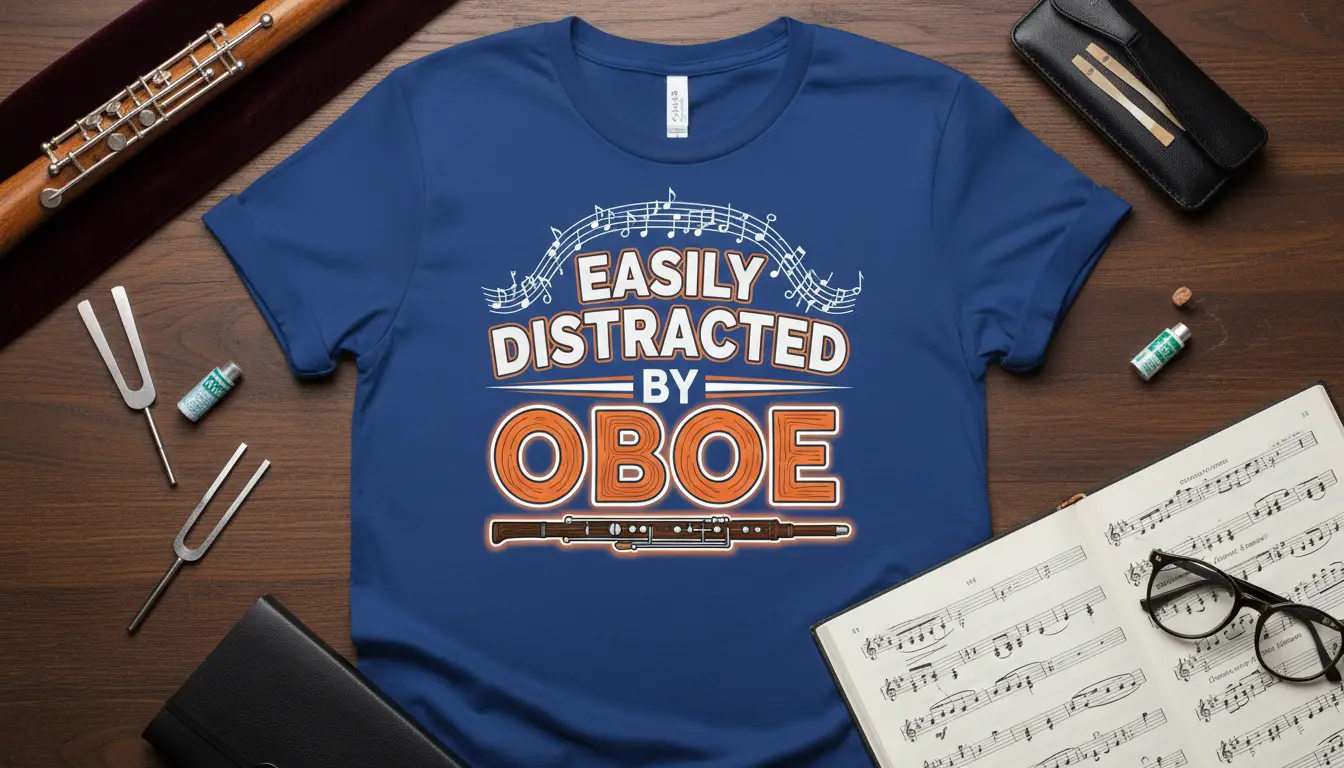 Easily Distracted by Oboe T-Shirt Oboe Player Gift