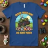 Easter Truck Hunt Big Bunny Power t-shirt design featuring a monster truck and colorful Easter eggs with bunny ears