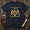 Eastern Roman Legacy Byzantine Empire T-Shirt with gold double-headed eagle and cross emblem