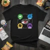 Eat Sleep Anime Repeat T-Shirt design featuring icons for eating, sleeping, anime, and gaming in a cycle around a central