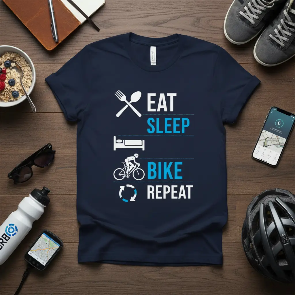 Eat Sleep Bike Repeat Cycling T-Shirt for Enthusiasts