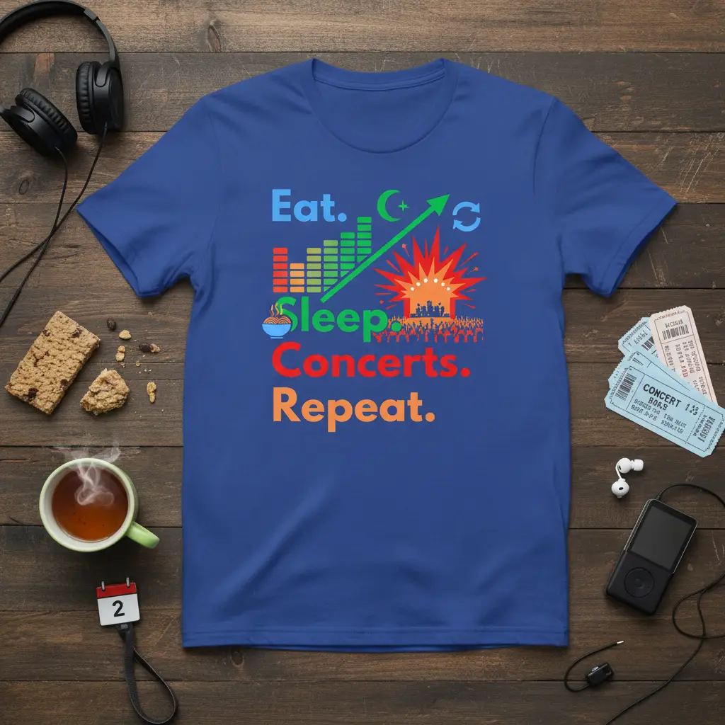Eat Sleep Concerts Repeat T-Shirt Music Lover Gift