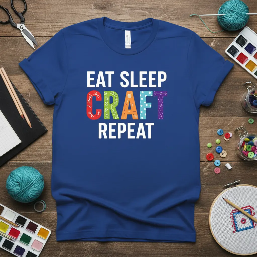 Eat Sleep Craft Repeat T-Shirt | Hobbyist Gift for Crafters