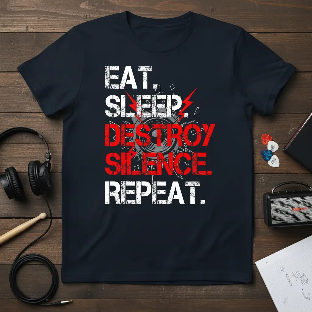 Eat Sleep Destroy Silence Repeat T-Shirt for Music Lovers