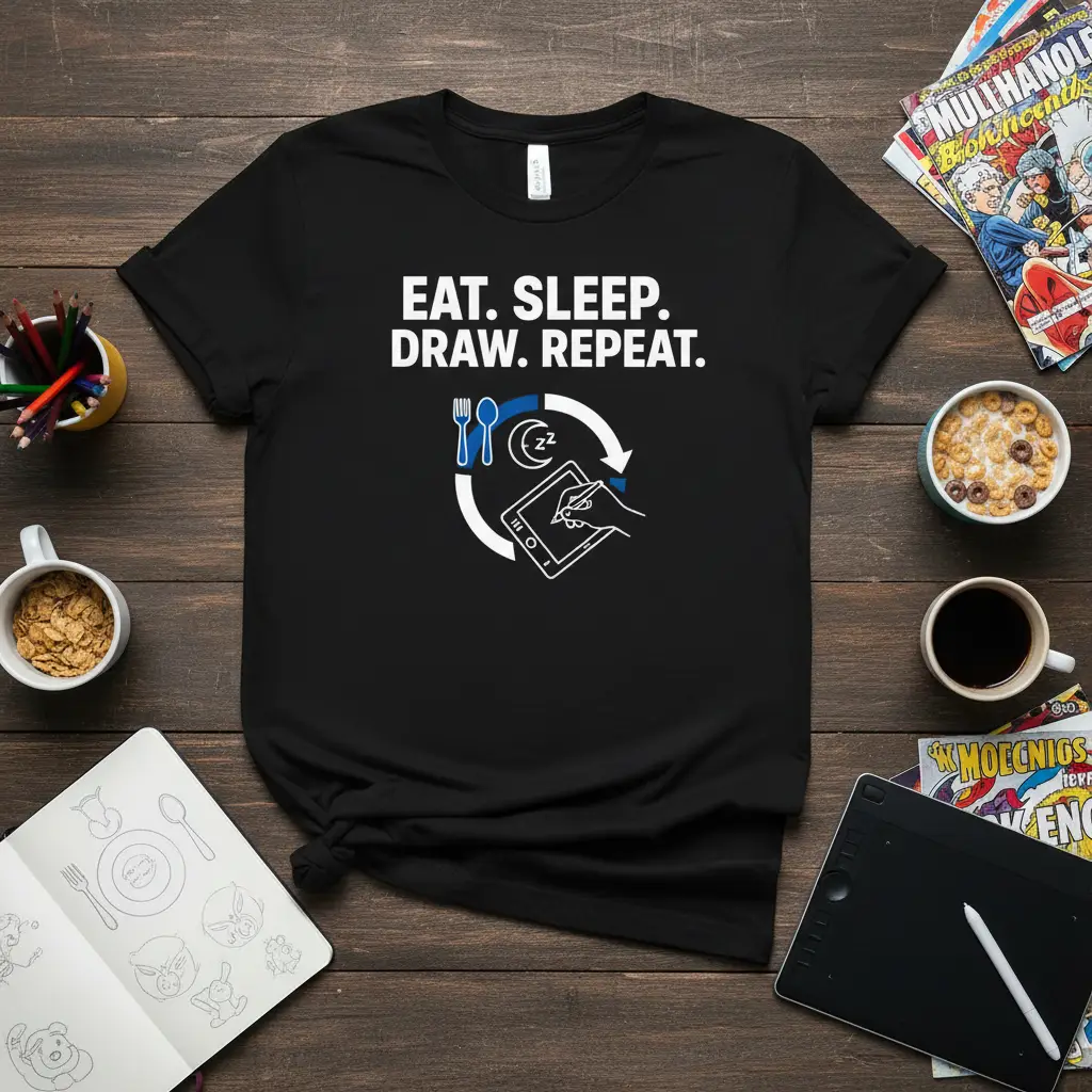 Eat Sleep Draw Repeat Artist T-Shirt Gift for Designers