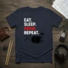 EAT SLEEP DRUM REPEAT creative graphic design printed on comfortable cotton t-shirt