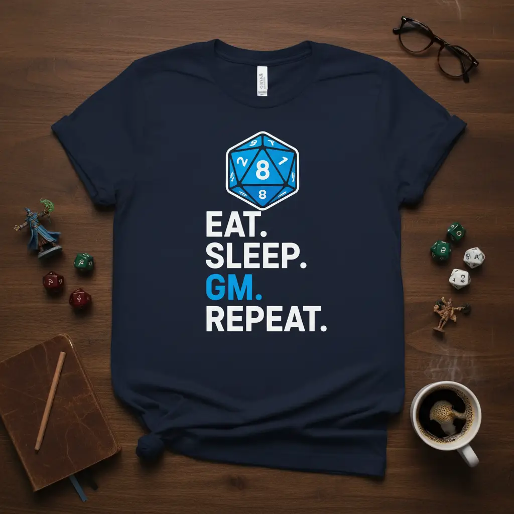 Eat Sleep Gm Repeat T-Shirt for Gamers & Dungeon Masters