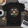 Eat Sleep HODL Repeat Bitcoin T-Shirt design with fork, spoon, bed icons, and Bitcoin symbol