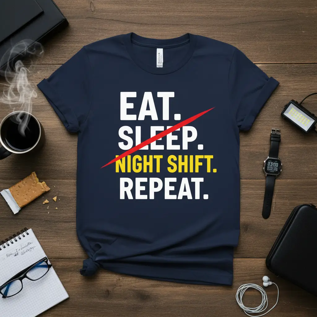 Eat Sleep Night Shift Repeat T-Shirt Funny Job Gift