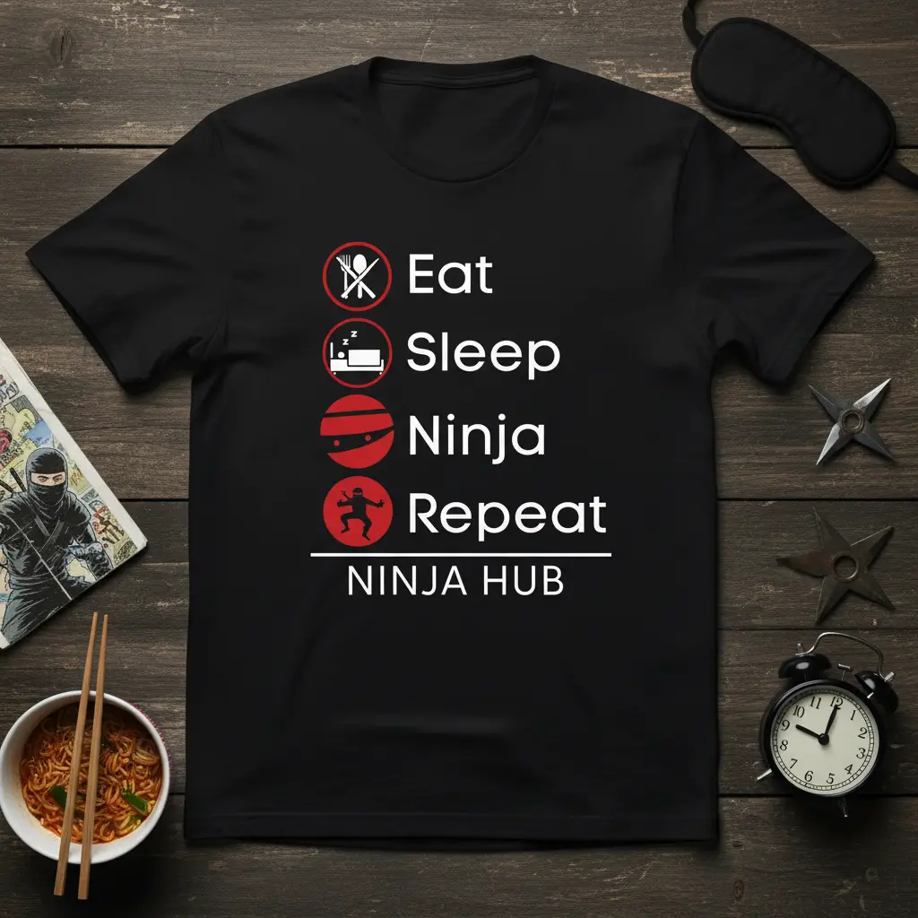 Eat Sleep Ninja Repeat T-Shirt Funny Martial Arts Gift