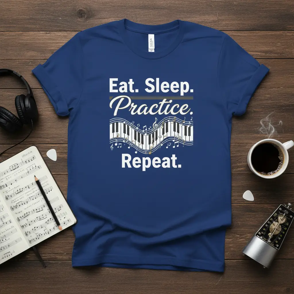 Eat Sleep Practice Repeat Piano T-Shirt for Musicians