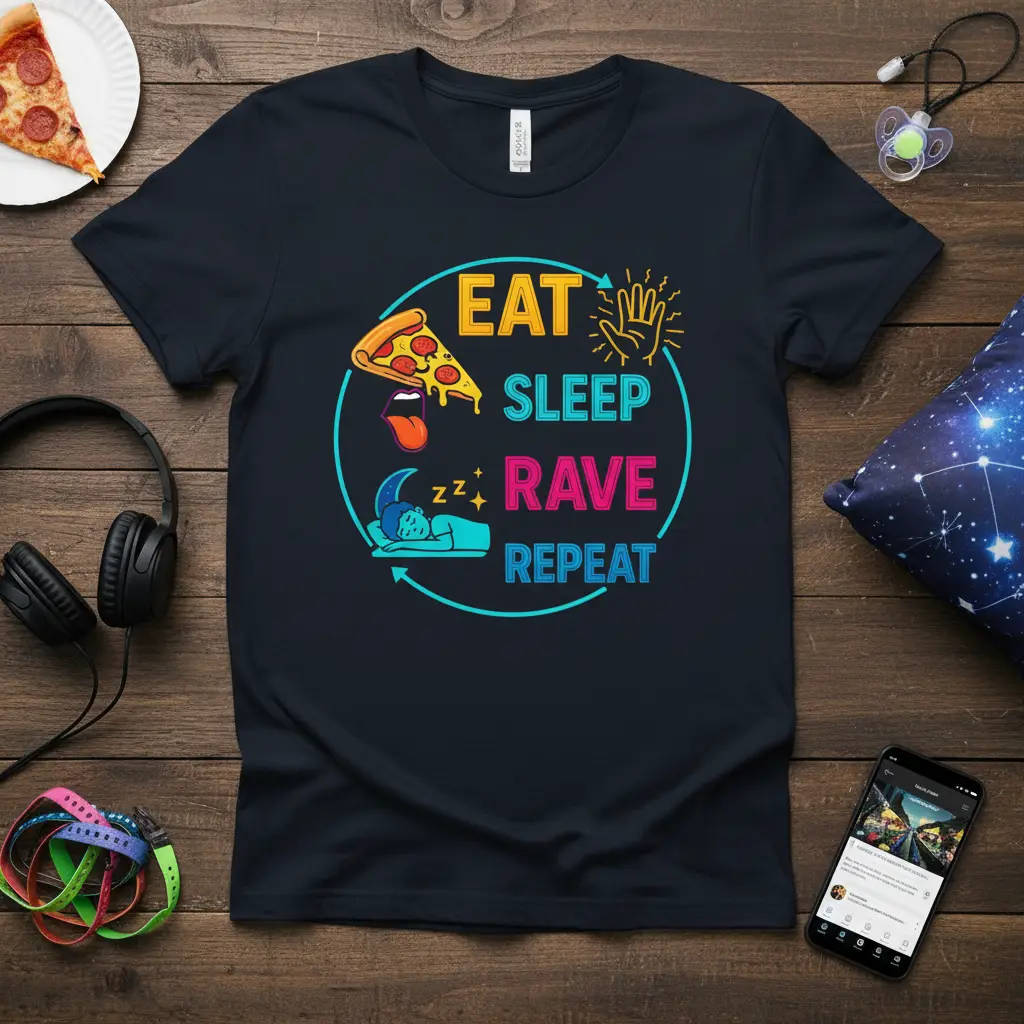 Eat Sleep Rave Repeat Music Festival T-Shirt Party Gear