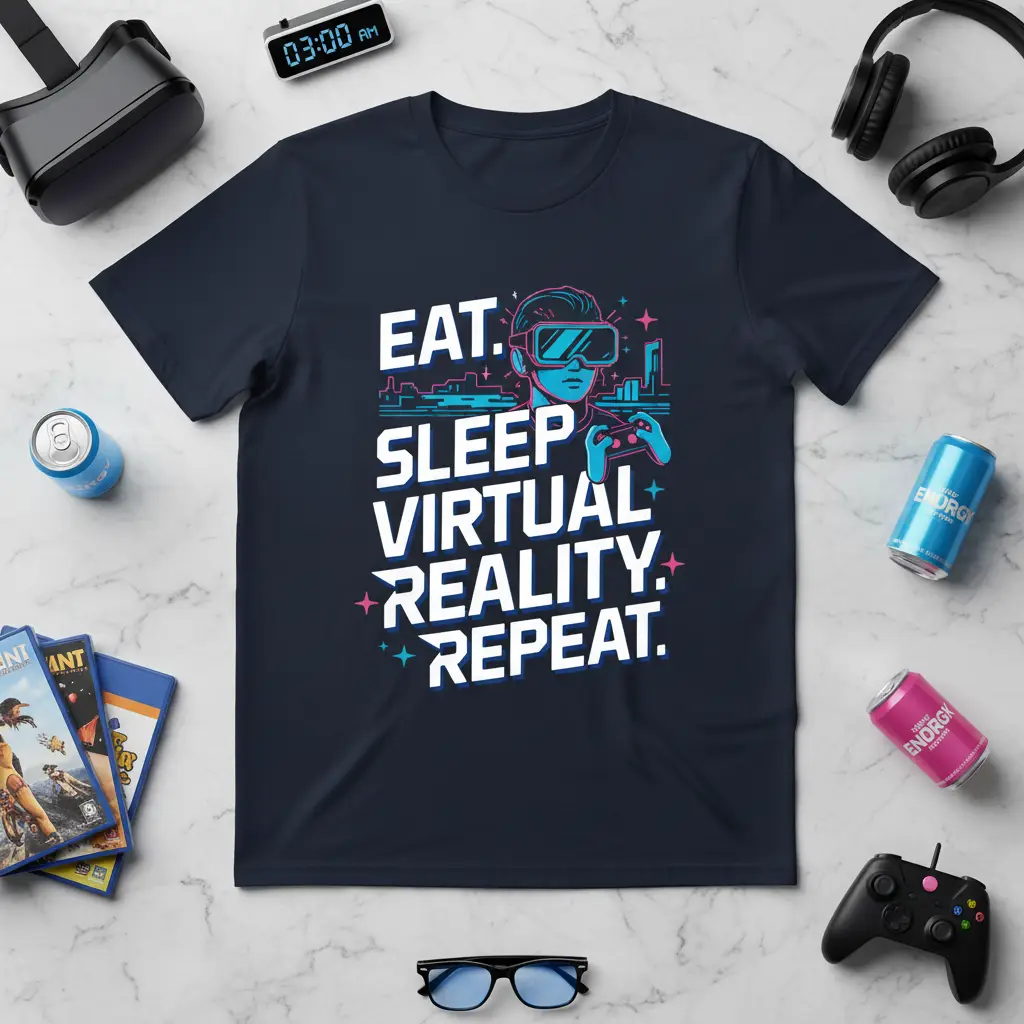 Eat Sleep Virtual Reality Repeat Gamer T-Shirt Gift