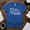 ECG heart clarinet music lover t-shirt design with heartbeat, clarinet player silhouette, and heart graphic