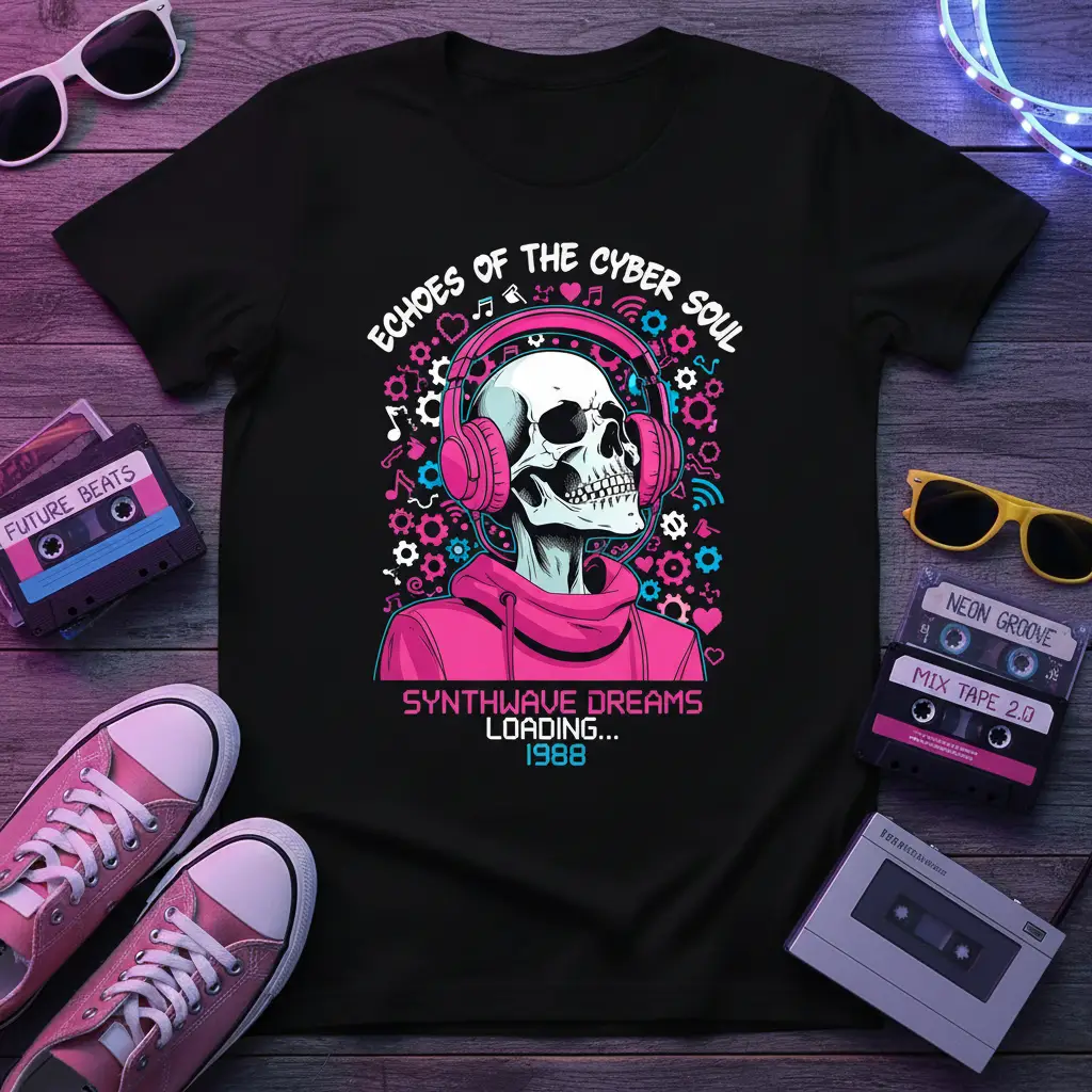 Echoes of the Cyber Soul Synthwave Dreams T-Shirt