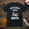 Echte Kerle Fahren MOFA text with vintage mofa graphic on black t-shirt