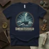 Edmund Fitzgerald Legend of Lake Superior t-shirt featuring a distressed graphic of the ship in stormy waves and lightning
