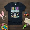 Egg Hunt Supervisor Chief Morper t-shirt with a cute bunny holding a sign, surrounded by Easter eggs and flowers