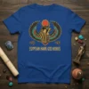 Egyptian Hawk God Horus T-Shirt with golden wings, falcon head, and hieroglyphic details