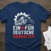 T-shirt featuring "Ein ♥ Für Deutsche Raubkatzen" text with a vintage German tank graphic and a heart symbol