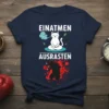 Einatmen Ausrasten t-shirt design with a meditating cat and a fierce rat in boxing gloves