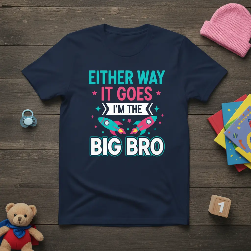 Either Way It Goes I’m the Big Bro T-Shirt Sibling Announcement