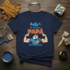 El mejor PAPA Del mundo t-shirt design with muscular arms, hard hat, drill, and house graphic