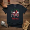 El Torito Ibarra bull graphic t-shirt with text in green and red, featuring a powerful bull image