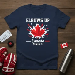 ELBOWS UP Canada NEVER 51 stylish graphic design printed on comfortable cotton t-shirt