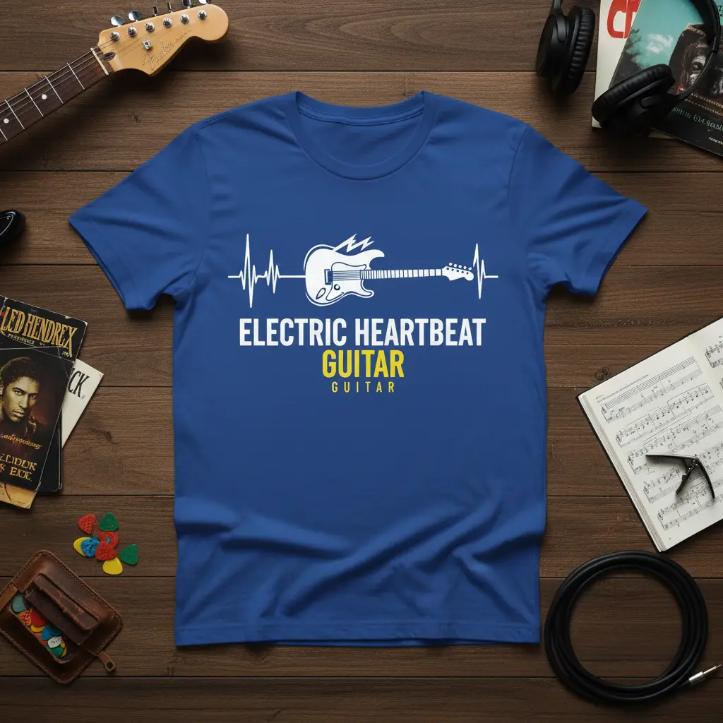 Electric Heartbeat Guitar T-Shirt for Musicians
